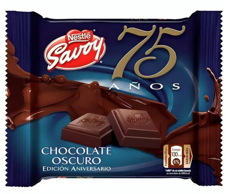 CHOCOLATE SAVOY ANIVERSARIO OSCURO 75 AÑOS X 100GR