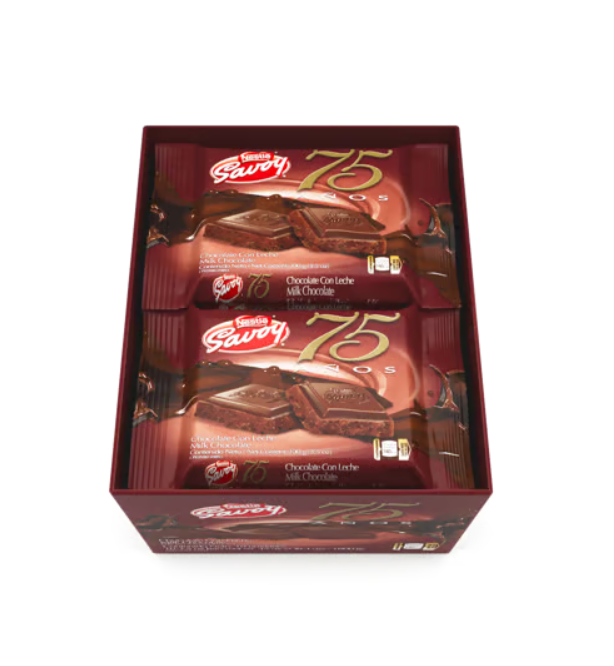 CAJA CHOCOLATE CON LECHE SAVOY ANIVERSARIO 75 AÑOS X 100GR X 10UNDS