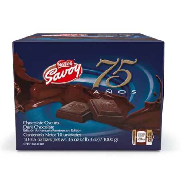 CAJA X 10 CHOCOLATE SAVOY ANIVERSARIO OSCURO 75 A