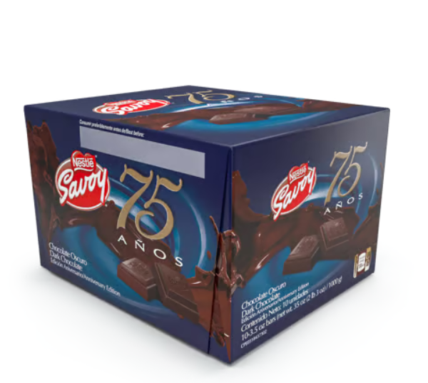 CAJA X 10 CHOCOLATE SAVOY ANIVERSARIO OSCURO 75 A