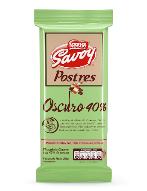 CHOCOLATE DE LECHE SAVOY OSCURO 40% X 200GR