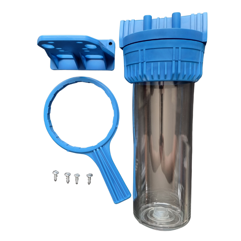 CARCASA TRASPARENTE 10X2.5 CON ROSCA DE 3/4 PARA TRATAMIENTO DE AGUA