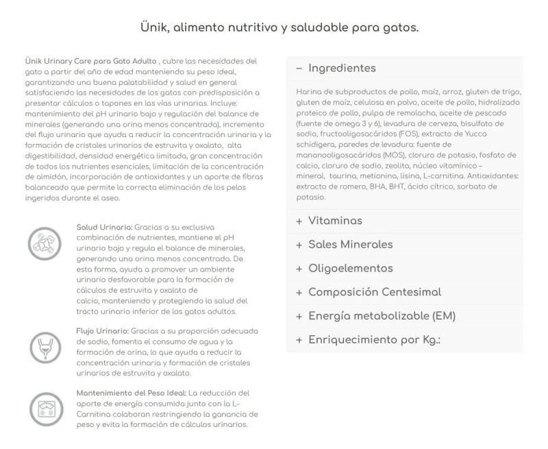 Alimento Para Gato Unik Gato Urinary Care 7,5kg Premium