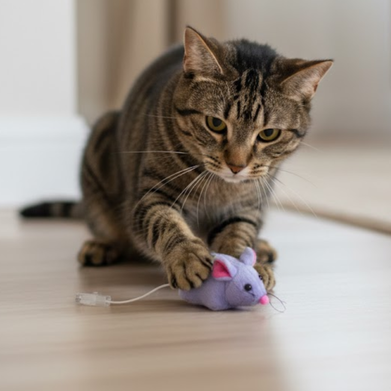Juguete Ratón De Felpa Vibra A Cuerda Gatos Persa Siamés!!