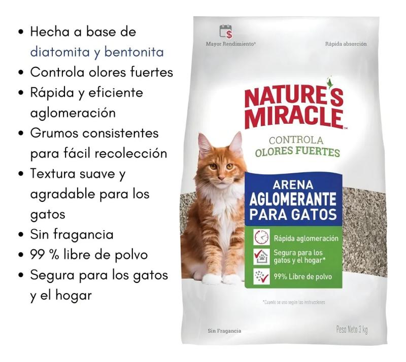 Piedra Aglomerante Natures Miracle Control Olores 3kg Gato