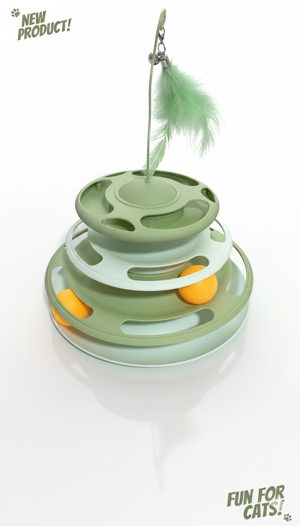 Juguete Interactivo Para Gatos Torre 3 Niveles Con Pelotas