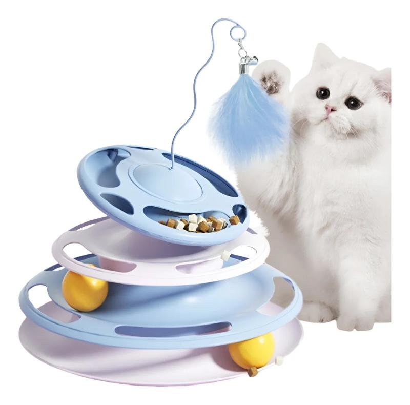 Juguete Interactivo Para Gatos Torre 3 Niveles Con Pelotas