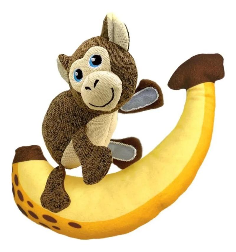 Juguete Peluche Monkey Banana Con Chifle Y Velcro Kong Perro