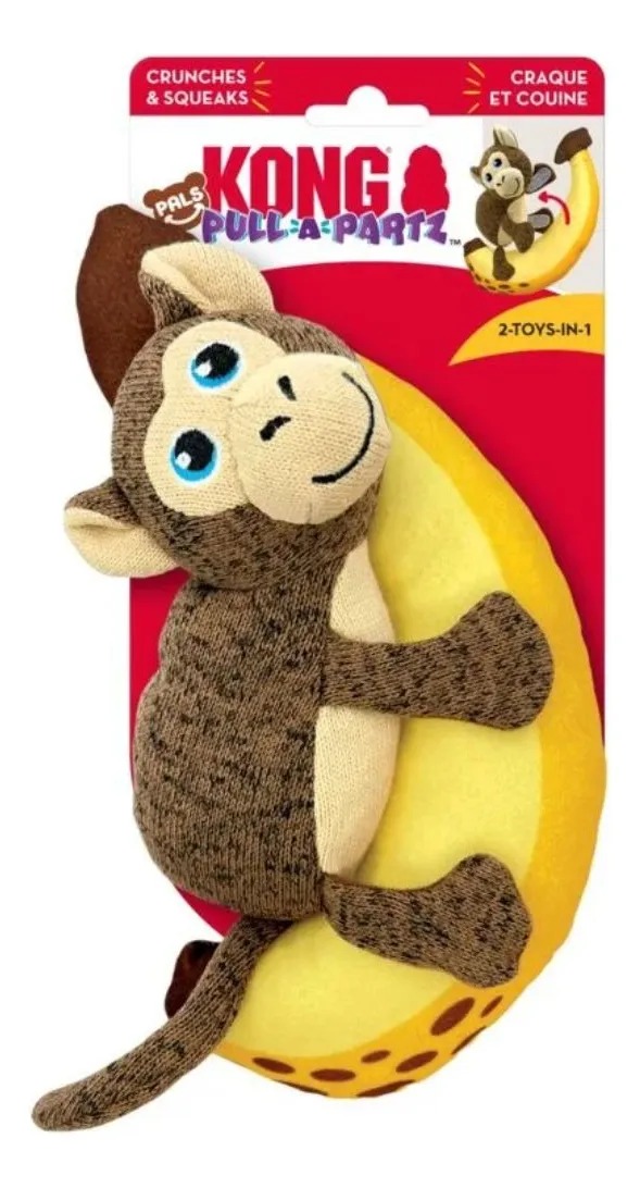 Juguete Peluche Monkey Banana Con Chifle Y Velcro Kong Perro