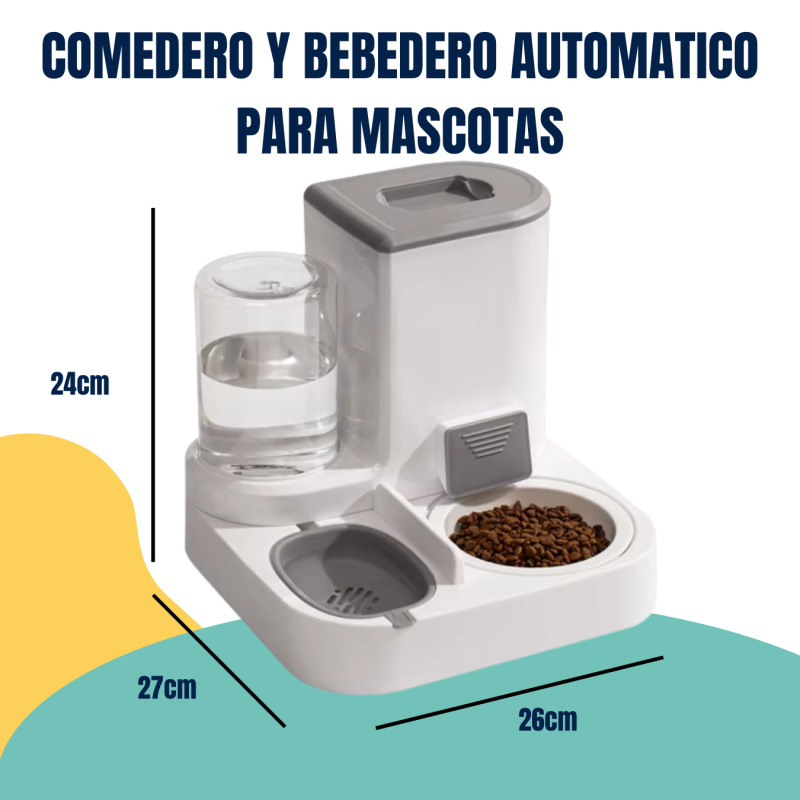 Comedero Bebedero Dispenser Doble Automatico 2,2lts Mascotas