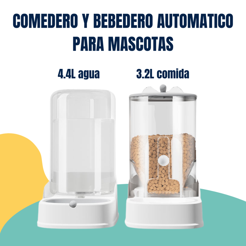 Kit Dispenser Comedero + Bebedero Automatico 4,4lts Mascotas