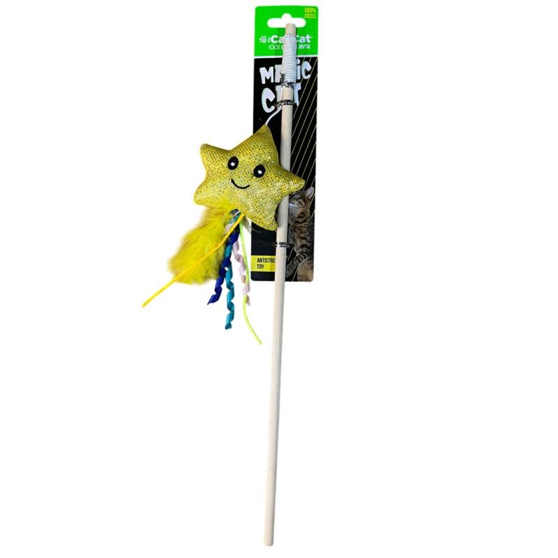 Juguete Cañita Estrella Madera 40cm Cancat Gatos Mascotas