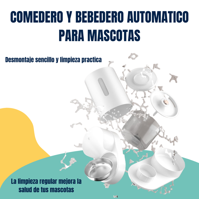 Comedero Bebedero Dispenser Doble Automatico 1,8lt Giratorio Mascotas