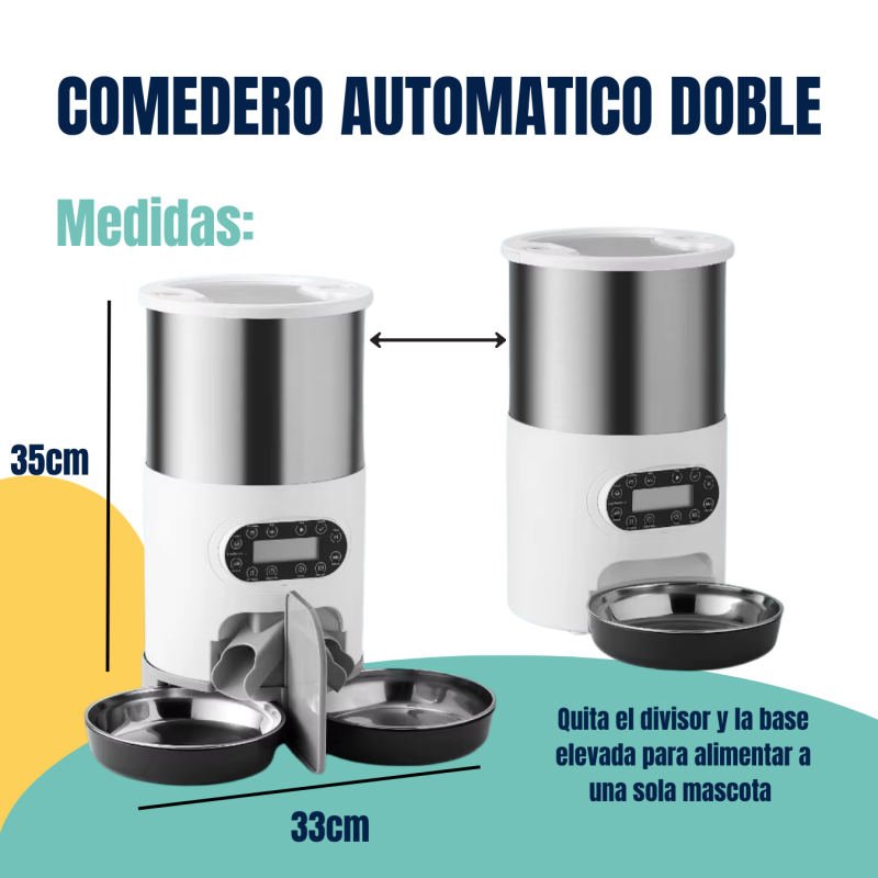 Dispenser Alimento Comedero Doble Automatico 4.5lt Mascotas
