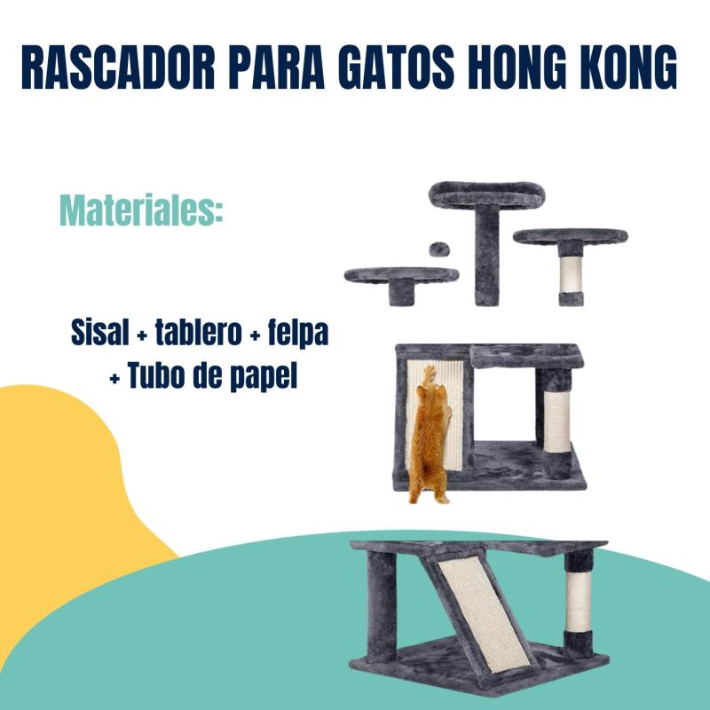 Rascador Gimansio Felpa Siames Torre Hong Kong Para Gatos