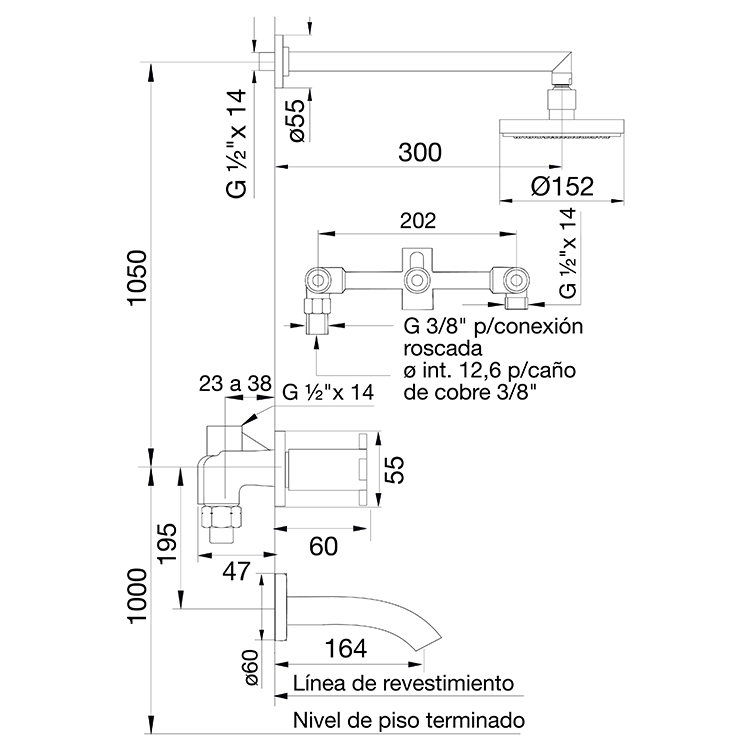 Grifería Ducha Con Transferencia Fv Alerce 0103/D7 CR Cromo