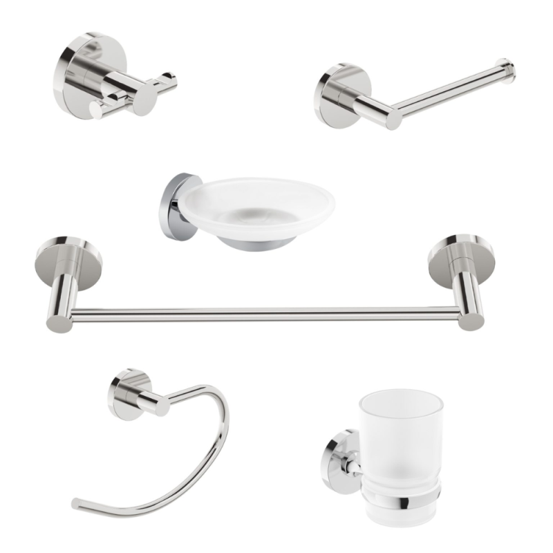 Kit De Accesorios De 6 Piezas Autoadhesivo Peirano Stick Linea 19006 Cromo