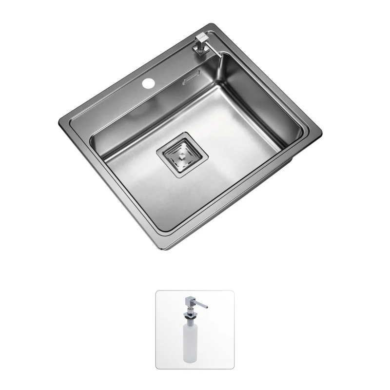 Kit Bacha Cocina Johnson Acero Quadra Mini 55a + Accesorios