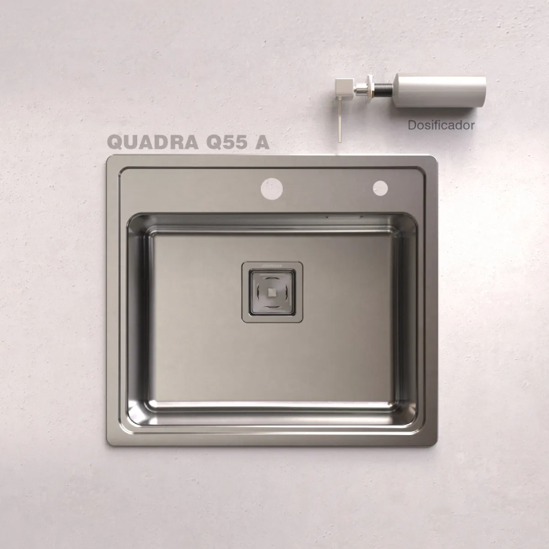 Kit Bacha Cocina Johnson Acero Quadra Mini 55a + Accesorios