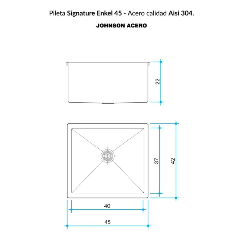 Bacha De Cocina Simple Johnson Acero Signature Enkel SE45 Cromo