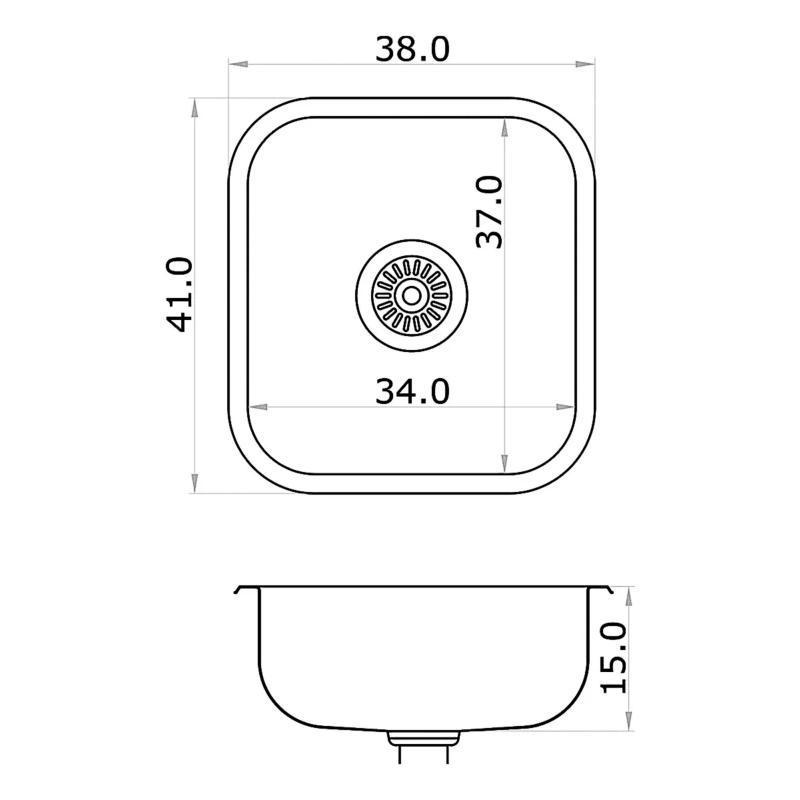 Bacha Simple De Acero 34x37x15 Mi Pileta 202