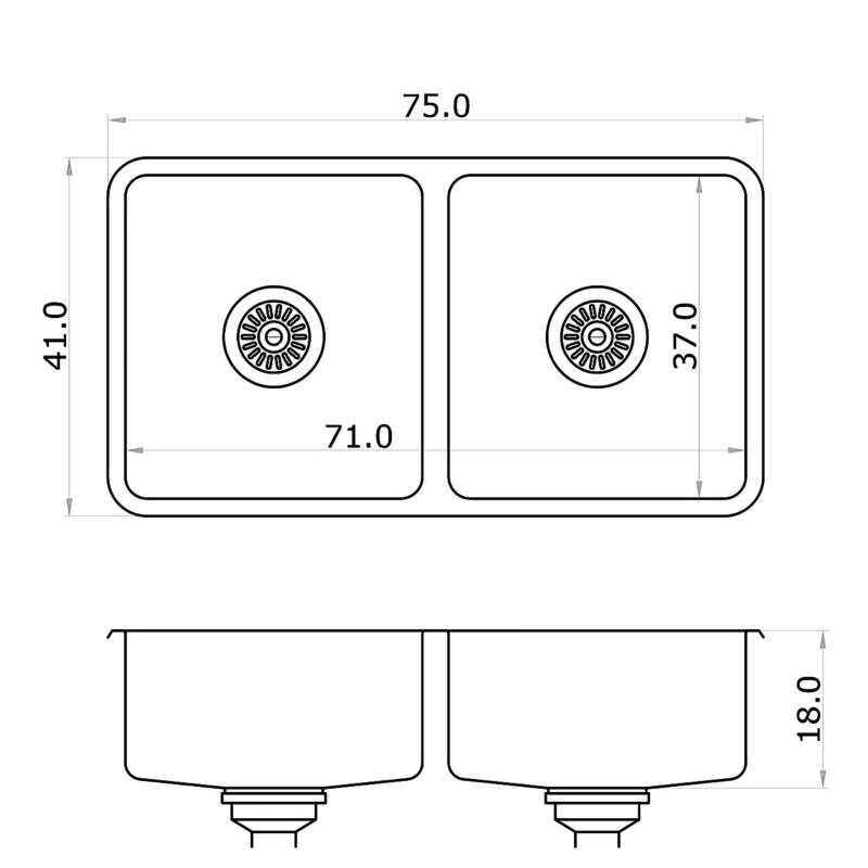 Pileta Doble Designia 71x37x17 Mi Pileta 786