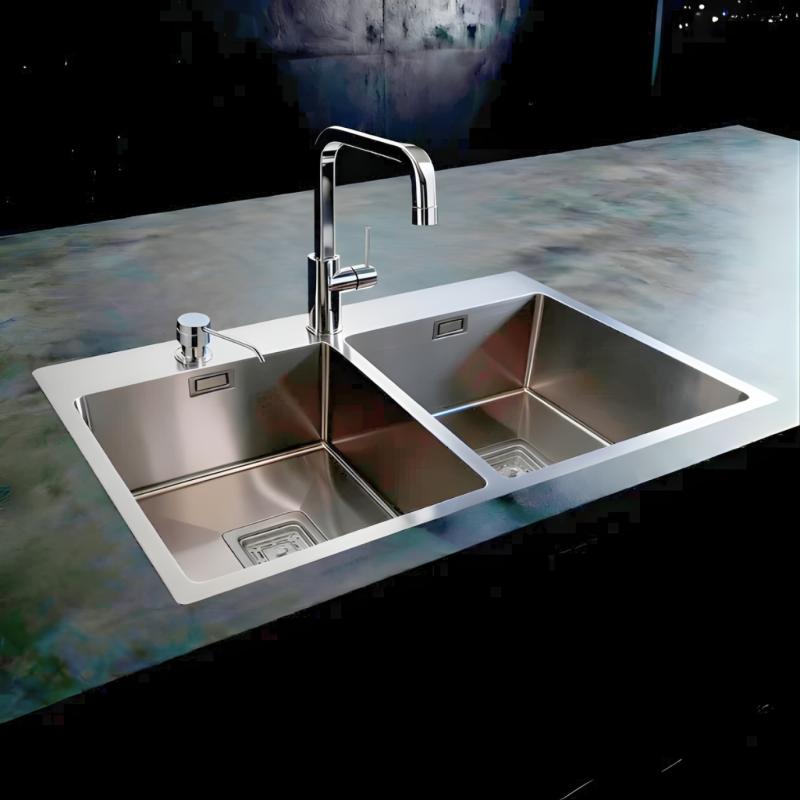 Bacha Doble Encastrable Acero Inox. Mi Pileta 746