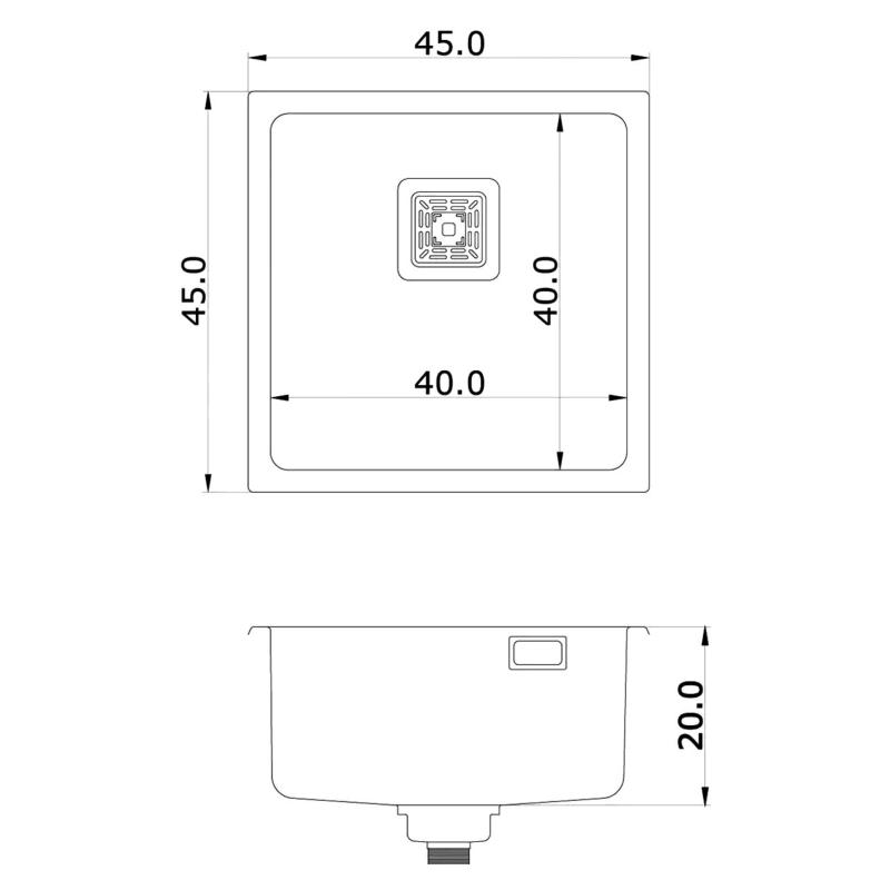 Bacha Cocina Simple 40x40x20cm Mi Pileta Essentia 640