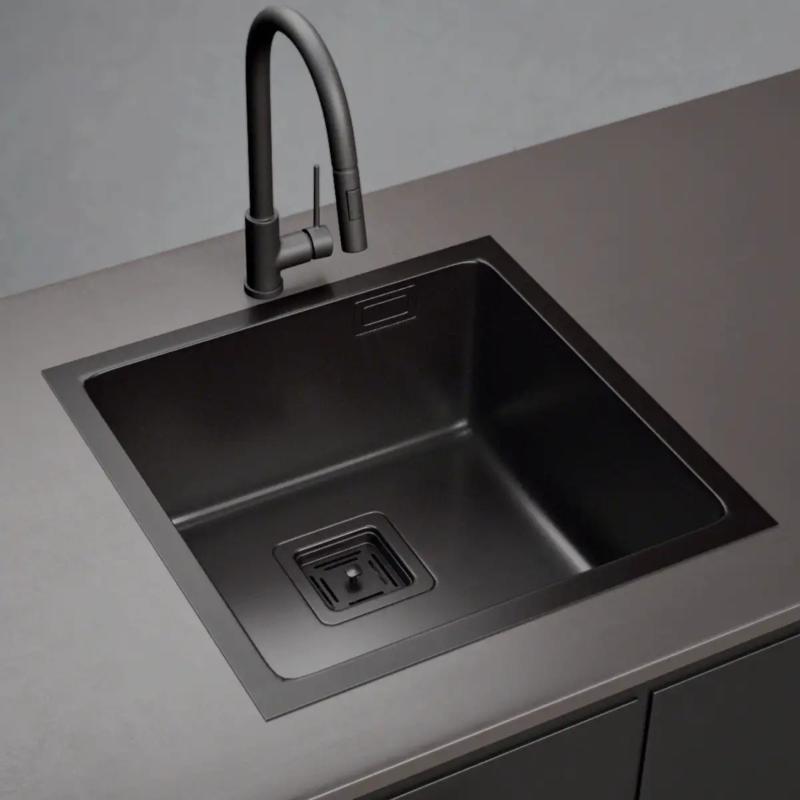 Bacha Cocina Simple 40x40 Mi Pileta Essentia 640 Black