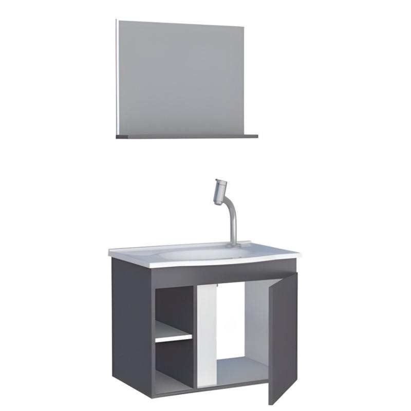Vanitory Mueble Flotante Con Espejo Kit Gris Cozimax Safira Z102051