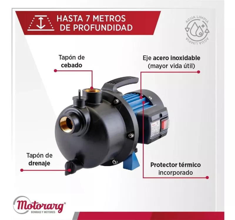 Bomba Autoaspirante Motorarg BJP 75 M 0.75 Hp