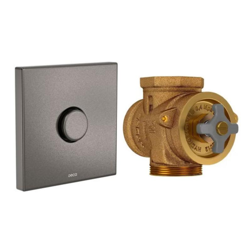 Válvula Automática Deca + Tecla De Descarga Hydra Plus Gris Mate 51013