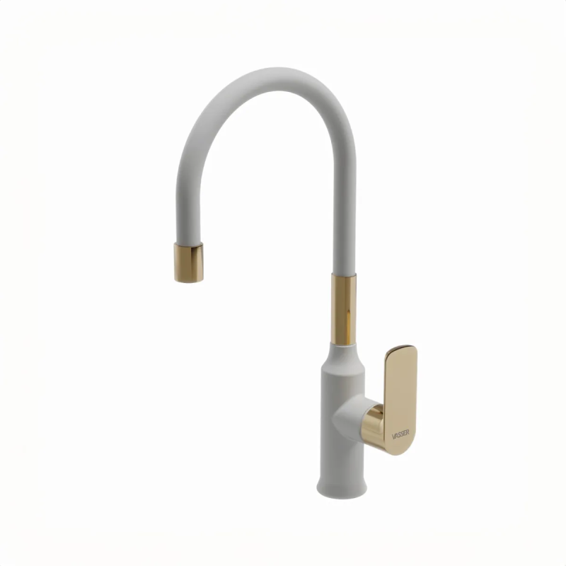 Grifería Monocomando Mesada Cocina Vasser Agatha White Gold 25/2302.BG