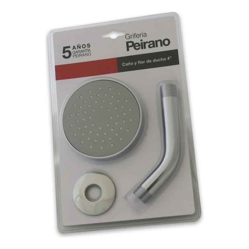 Flor De Ducha 4" Con Caño Curvo Peirano A1448C Cromo