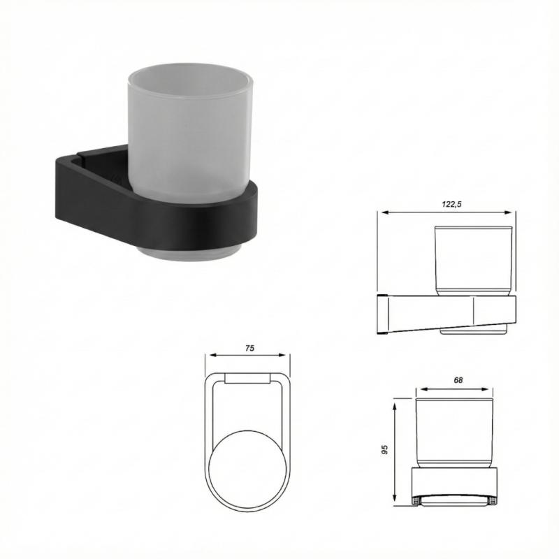 Combo Kit 5 Accesorios De Baño Fv Linea Armonia 0179.05/M8 Negro Mate