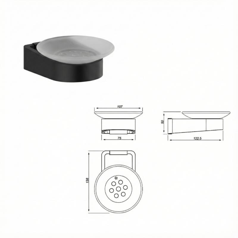 Combo Kit 5 Accesorios De Baño Fv Linea Armonia 0179.05/M8 Negro Mate