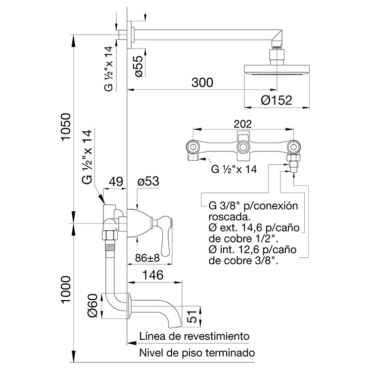 Grifería Ducha Con Transferencia Fv Margot Lever 0103/62L Cromo
