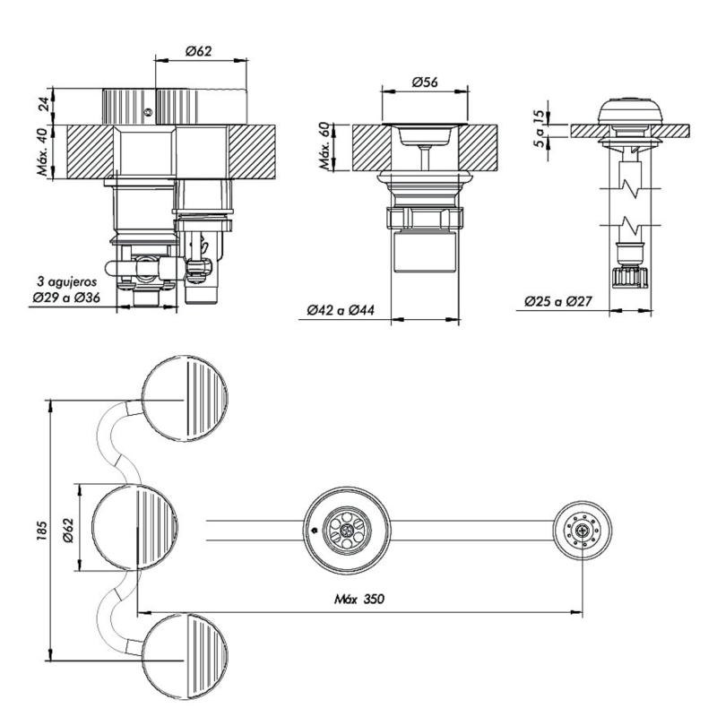 Grifería Bidet Baño Fv Grip 0295/L8