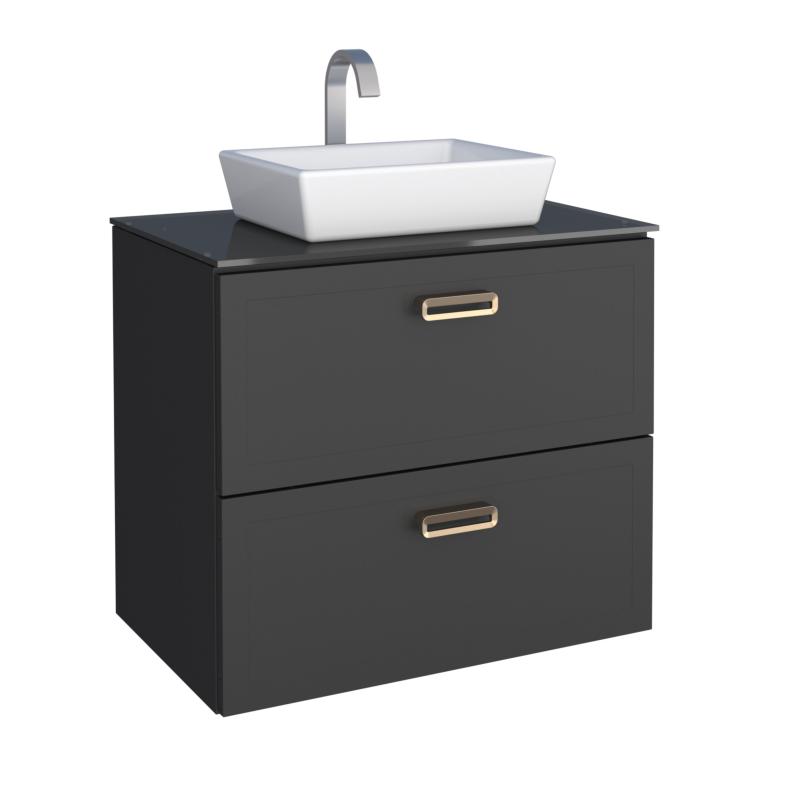 Vanitory Acero Baño Con Vidrio Templado Cozimax Odin Negro