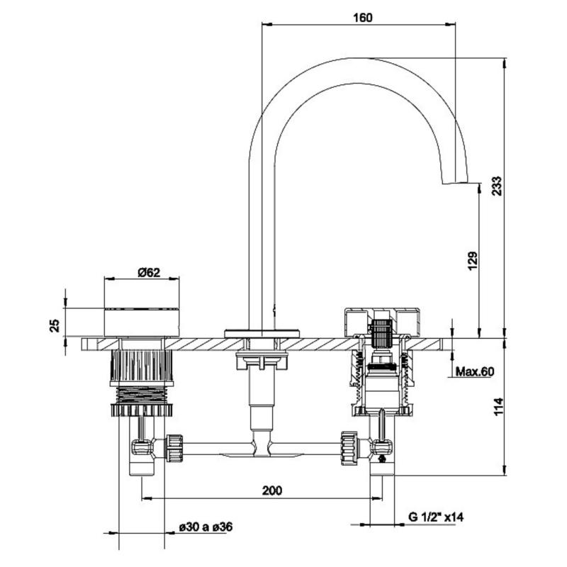 Grifería Lavatorio Baño Fv Grip 0207/L8 Brushed Brass