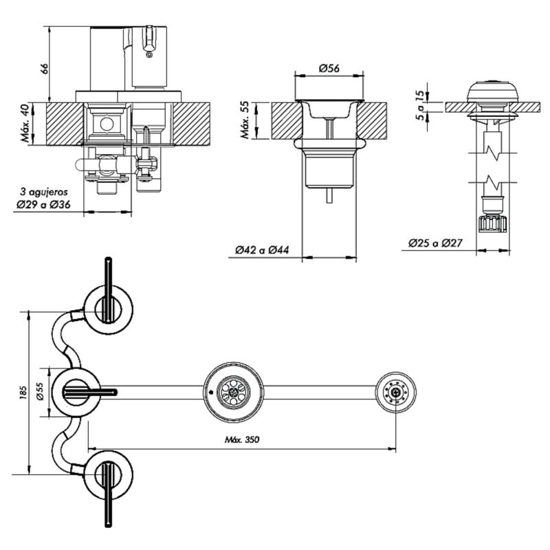 Grifería Bidet Baño Fv Mauna 0295/G8