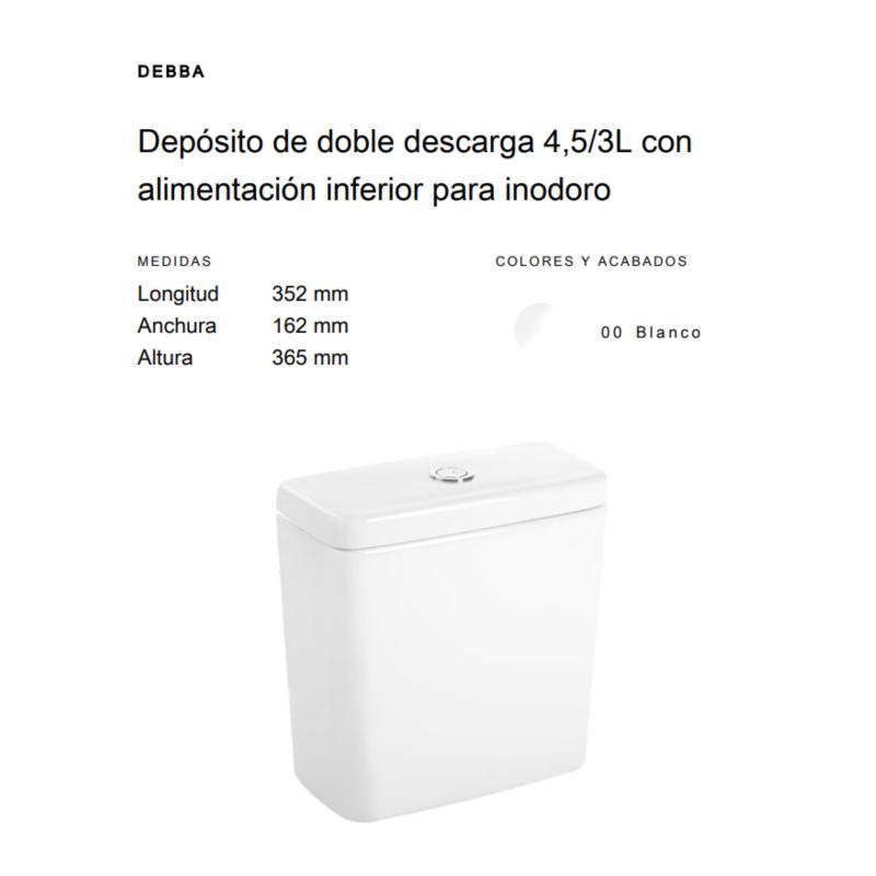 Mochila Deposito Doble Descarga 4,5/3 Litros Roca Debba