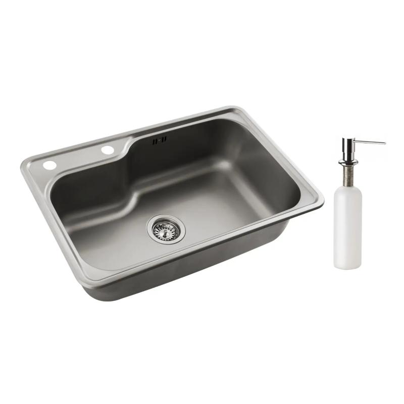 Bacha Cocina Simple Mi Pileta 802ED C/Dosificador Plateado