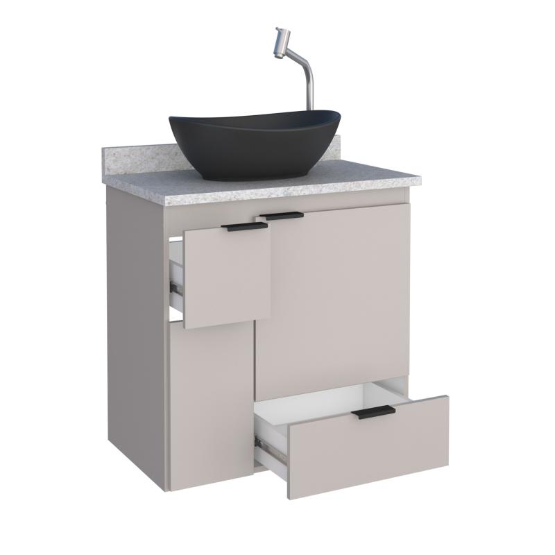 Vanitory Mueble Colgante Beige Con Mesada Granito Cozimax Orquidea 60