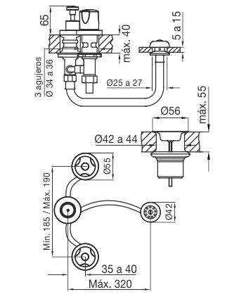 Grifería Bidet Con Transferencia Fv Pampa 0295/B6 Cromo