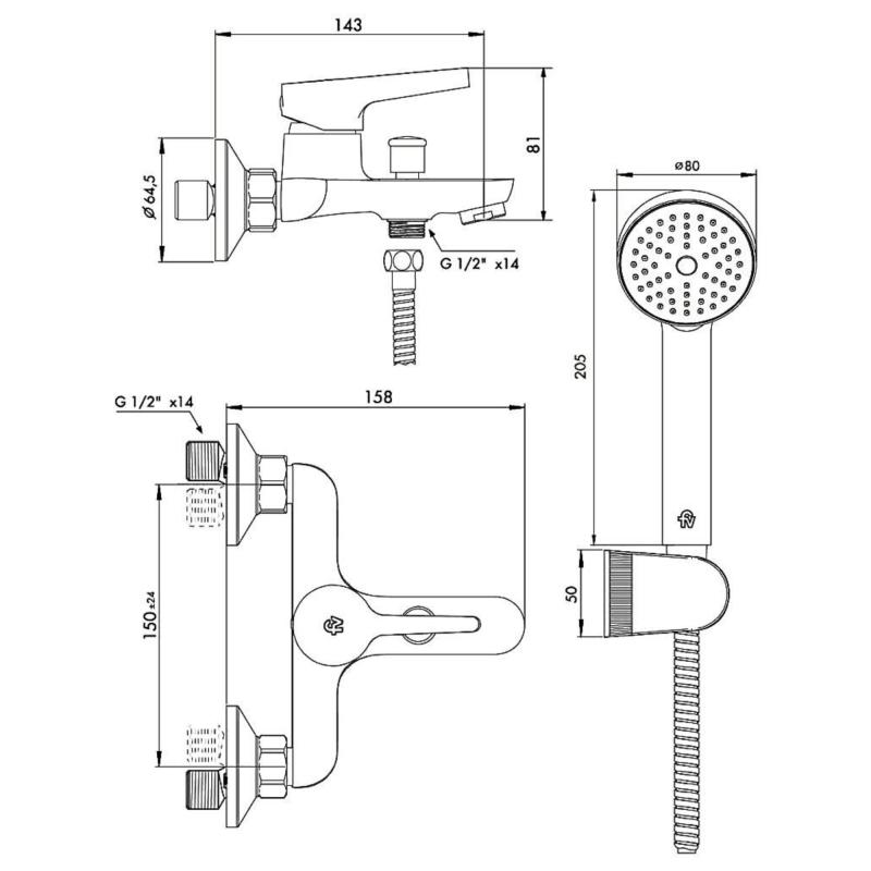 Grifería Ducha Y Bañera Monocomando Con Transferencia Fv Alba 0310/G9 Cromo