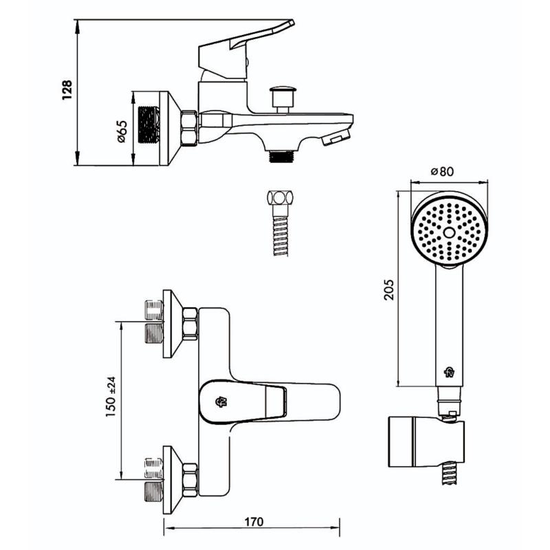 Grifería Ducha Y Bañera Con Transferencia Fv Inicia 0310/R2 Cromo