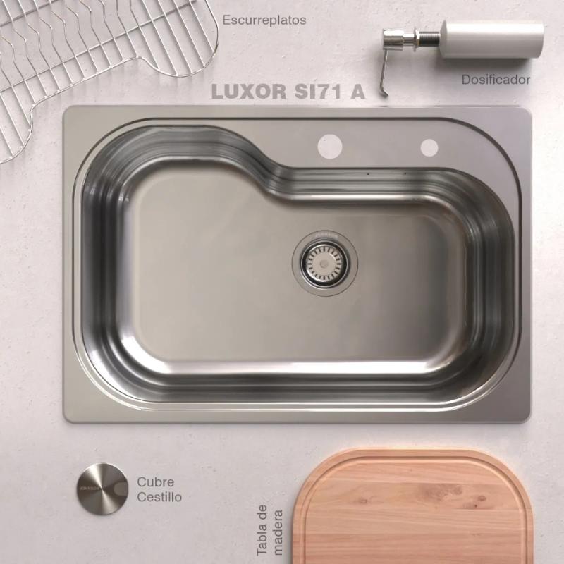 Kit Bacha De Cocina Johnson Acero Luxor Si71 + Accesorios