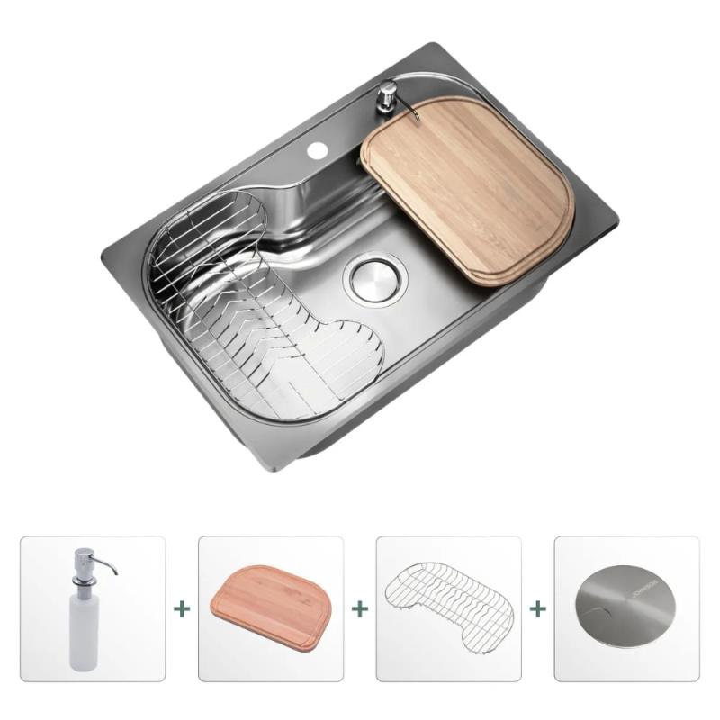 Kit Bacha De Cocina Johnson Acero Luxor Si71 + Accesorios