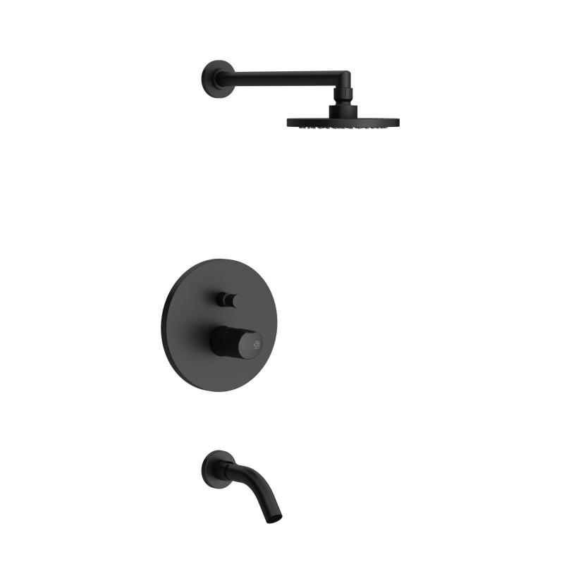 Grifería Monocomando Ducha Y Bañera Con Transferencia Fv Cilindra 0106/M5 Negro Mate